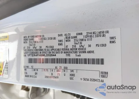 2021 Ford Ranger Xl from USA, damaged, VIN 1FTER4FH6MLD52844